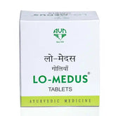Box of LO-MEDUS tablets with Ayurvedic medicine label on a white background