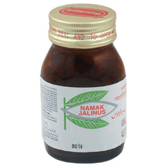 Namak Jalinus bottle with a gold cap on a white background
