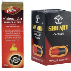 Dabur Combo Pack of Shrigopal Oil 2 Packs of 50 ML & Dabur Shilajit Capsule 100 Caps