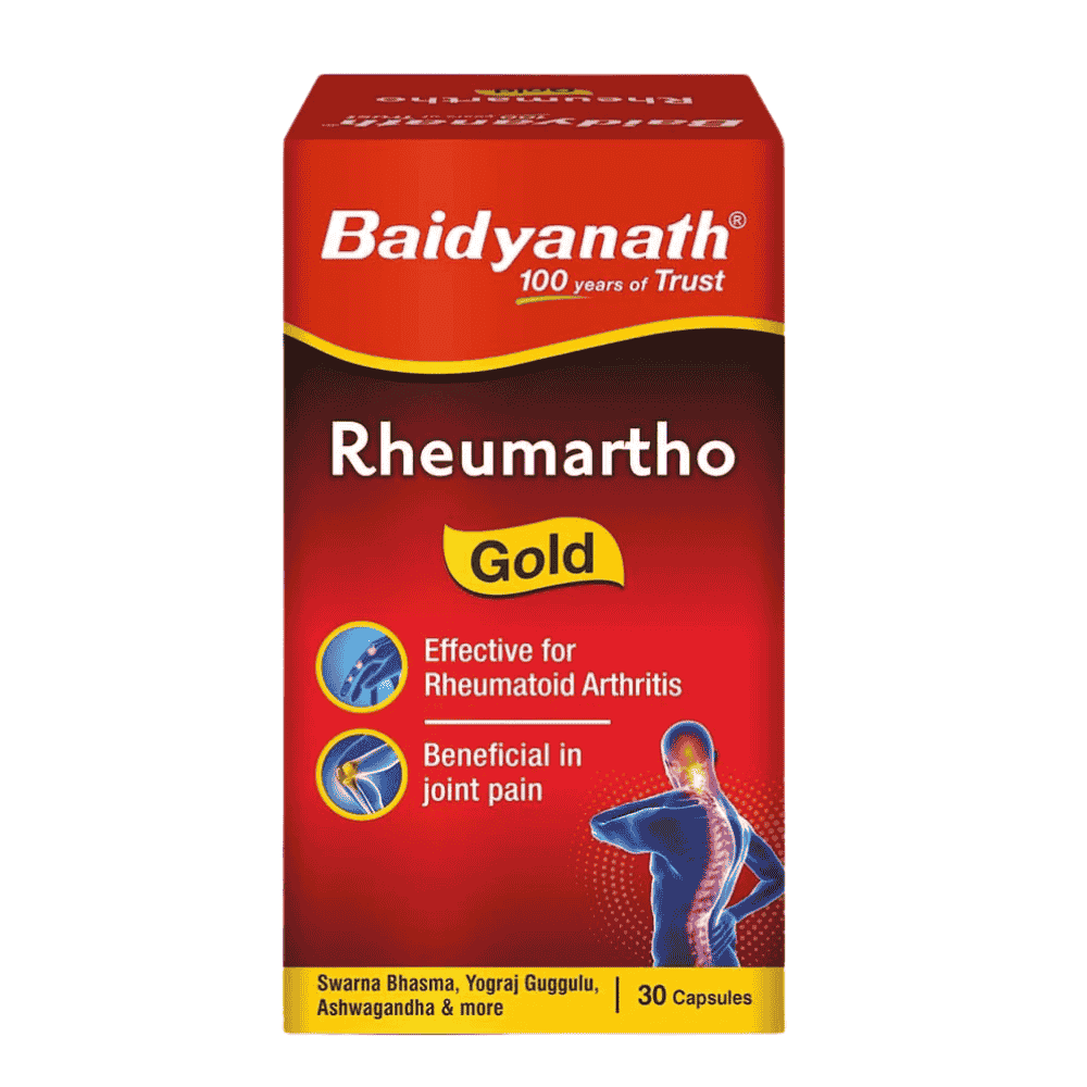 Baidyanath Rheumartho Gold packaging on a white background